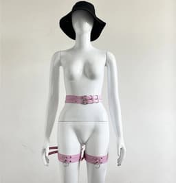 Bondageharnas lederen jarretels - Harnas kousenband body bondage riem - bdsm taille tot been gothic pu lederen dij rave outfit — thumbnail 6
