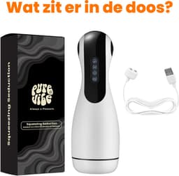 PureVibe® Squeezing Seduction Zuigende & Knijpende Sex Toys voor mannen - Automatisch Vibrerende Blowjob Masturbators - Masturbator voor Man - Pocket Pussy Zelf Electrisch & Aftrekken | Pearl White - valentijn cadeau — thumbnail 11