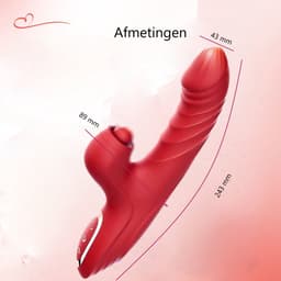 Erodit®Thrillmaster- Rood G-spot dildo vibrator - stoten - vibratie - zuig- clitoris stimulator - seksspeeltje- sex toy- seksspeeltjes voor vrouwen – mannen - koppels — thumbnail 2
