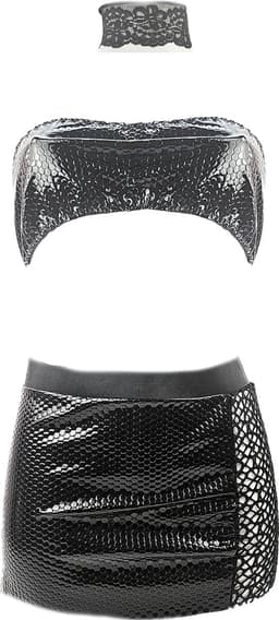 BamBella ® Sexy erotische lingerie set - Maat L/XL Kleding set kleding outfit dames met crop top Rollenspel kleding Reptiel print — thumbnail 1