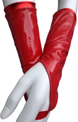 handschoenen van Datex (Mix latex en stof ) kort Rood andschoenen kort S/M Rood — thumbnail 3