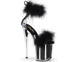 Pleaser - FLAMINGO-824F Sandaal met enkelband, Paaldans schoenen - US 6 - 36 Shoes - Zwart/Zwart