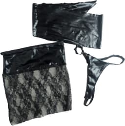 Sexy Lingerie S/M Erotische dames kleding set ondergoed string kostuum shiny nep leer Rok String Lak glans shiny Gogo Dancing paal dans pak sexy kleding dames erotiek lingerie set — thumbnail 5