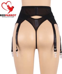 Hoge Taille Slip Met Jarretels - 6 Clips - Afslankend - Polyester - Zwart — thumbnail 4