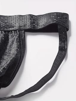 LekkerStout Jockstrap - Zwart - PU Leder - Honingraat - Maat M | LS192 — thumbnail 4