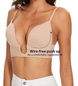 Lage Rug BH voor Dames - Draadloze U-vormige Plunge Push Up Multiway Beha — thumbnail 2