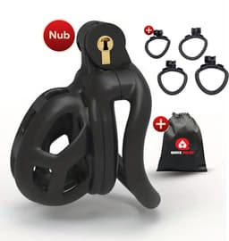 Quick Relief Elite Lock™ Nub - Chastity cage - Kuisheidskooi met 4 ringmaten - Kuisheidskooi voor Mannen - Sissy - Cock Cage - Zwart — thumbnail 1