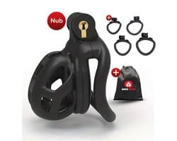 Quick Relief Elite Lock™ Nub - Chastity cage - Kuisheidskooi met 4 ringmaten - Kuisheidskooi voor Mannen - Sissy - Cock Cage - Zwart