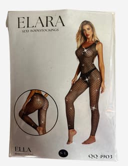 Elana Ella – Visnet Bodystocking met Strass & Open Kruis – Erotische Lingerie – Catsuit – S t/m XL – Sexy Dames Lingerie — thumbnail 7