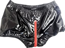 BamBella ® - Boxer short Maat S/M Datex Zwart (Latex en stof SM kleding BDSM met rits erotische heren kleding ondergoed lingerie onderbroek zwart — thumbnail 2