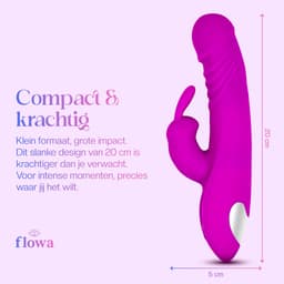 Flowa® Lyra – 3 in 1 Stotende Rabbit Vibrator – 11 Vibratiestanden – 3 Thrusting Modi – Clitoris & G-spot – Vibrator voor Vrouwen – Dildo Vibrator – Seksspeeltje – Roze — thumbnail 2