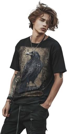 Zwart T-shirt met Dieren en Horror Motief — thumbnail 2