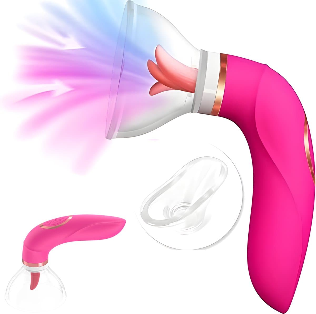 Tong Vibrator -Tepels - Lik en Zuig Functie - Vacuümpomp - Likkende Vagina Zuiger - Vibrator voor Vrouwen - Clitoris - Beffen - Seksspeeltje voor Vrouwen - Rood — afbeelding 1