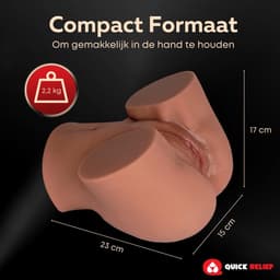 Quick Relief Valeria™ - Masturbator - Pocket Pussy - Seksspeeltjes voor Mannen - Sex Toy - Grote Kont - Bruin — thumbnail 3