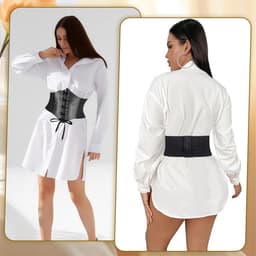 Elastische Corset Riem Zwart voor Dames - Taille Cincher met Veterdetail — thumbnail 3