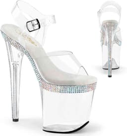 Pleaser - FLAMINGO808MLS Sandaal met enkelband, Paaldans schoenen - US 7 - 37 Shoes - Gebroken wit/Transparant — thumbnail 1