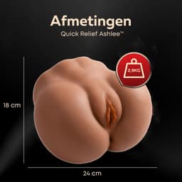 Quick Relief Ashleé™ - Masturbator - Pocket Pussy - Masturbator voor man - 2 in 1 Vagina en Anus - Sex toys voor mannen - Bruin — thumbnail 2