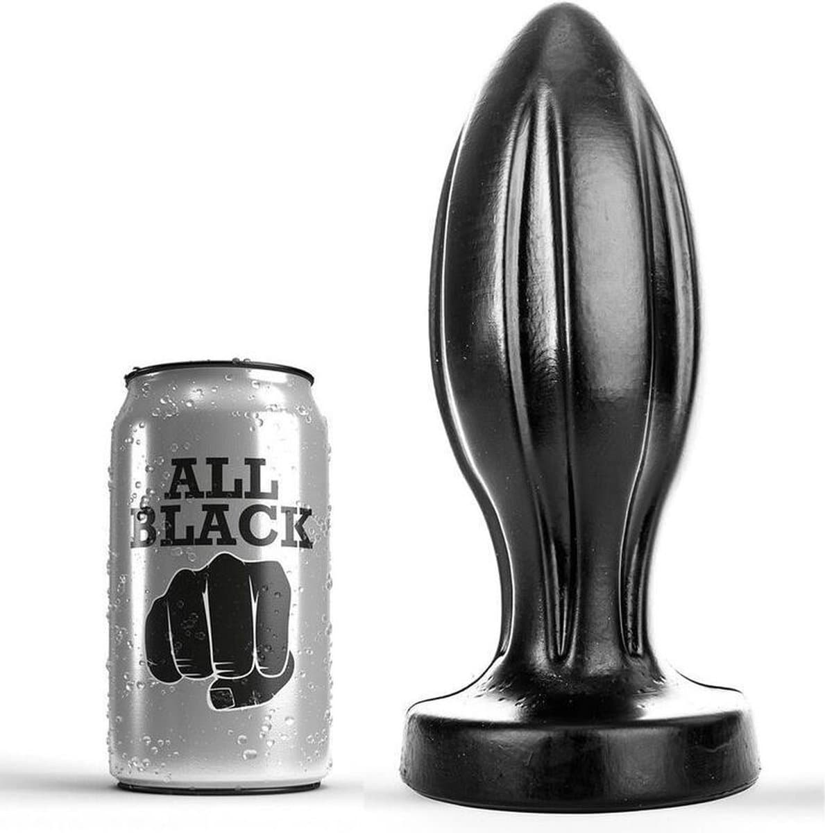 All Black - Grote Buttplug met Groeven - 21 cm - Zwart — afbeelding 1