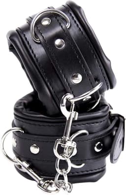 Bondage Handboeien Erotiek Set voor BDSM - Seksspeeltjes - Lederen Handboeien & Metalen Ketting - Sex Toys — thumbnail 2