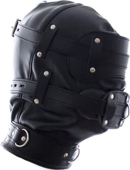 Banoch - Inferno Bondage Mask black - Zwart pu leren bondage masker met Gag & oogbedekking | BDSM — thumbnail 6