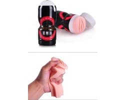 Power Escorts - Masturbator Cup - Kunst Kut - Kunst Vagina - Speeltjes voor Mannen - Pocket Pussy - Black Red - BR25 - beige - 16,5 cm
