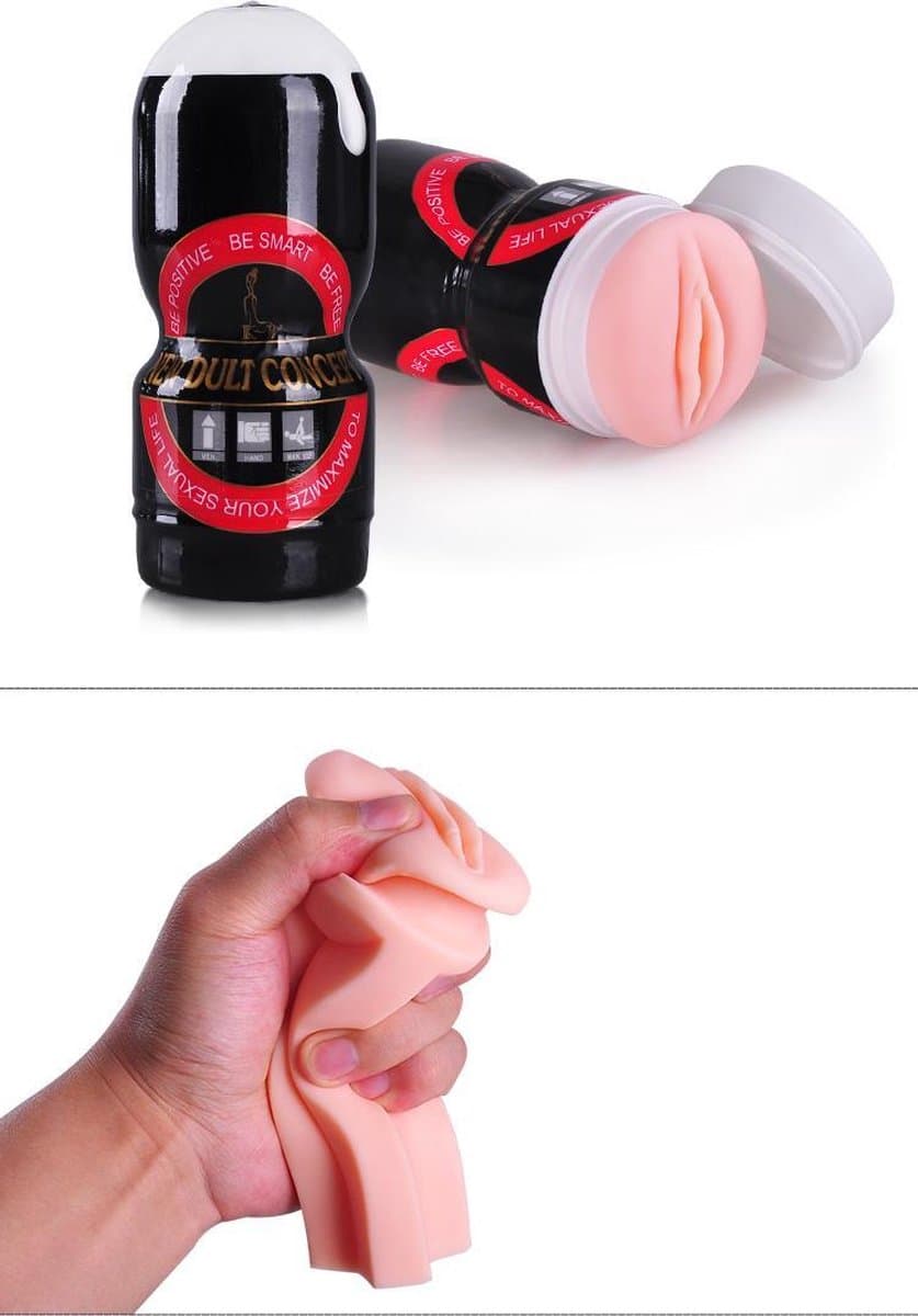 Power Escorts - Masturbator Cup - Kunst Kut - Kunst Vagina - Speeltjes voor Mannen - Pocket Pussy - Black Red - BR25 - beige - 16,5 cm — afbeelding 1