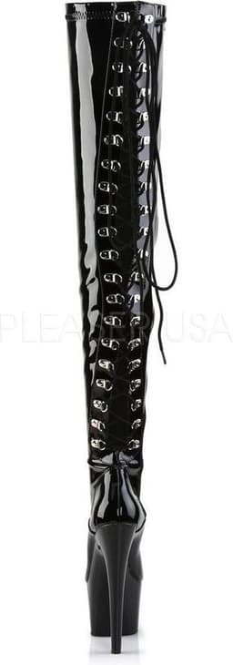 Adore-3063 plateau lak overknee laars met veters en stiletto hak zwart - (EU 40 = US 10) - Pleaser — thumbnail 5