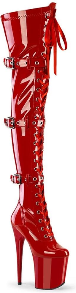 Pleaser - FLAMINGO3028 Plateau Overknee Laarzen - US 10 - 40 Shoes - Rood — thumbnail 1