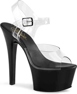 Pleaser - ASPIRE608 Sandaal met enkelband, Paaldans schoenen - Paaldans schoenen - 41 Shoes - Zwart/Transparant — thumbnail 1