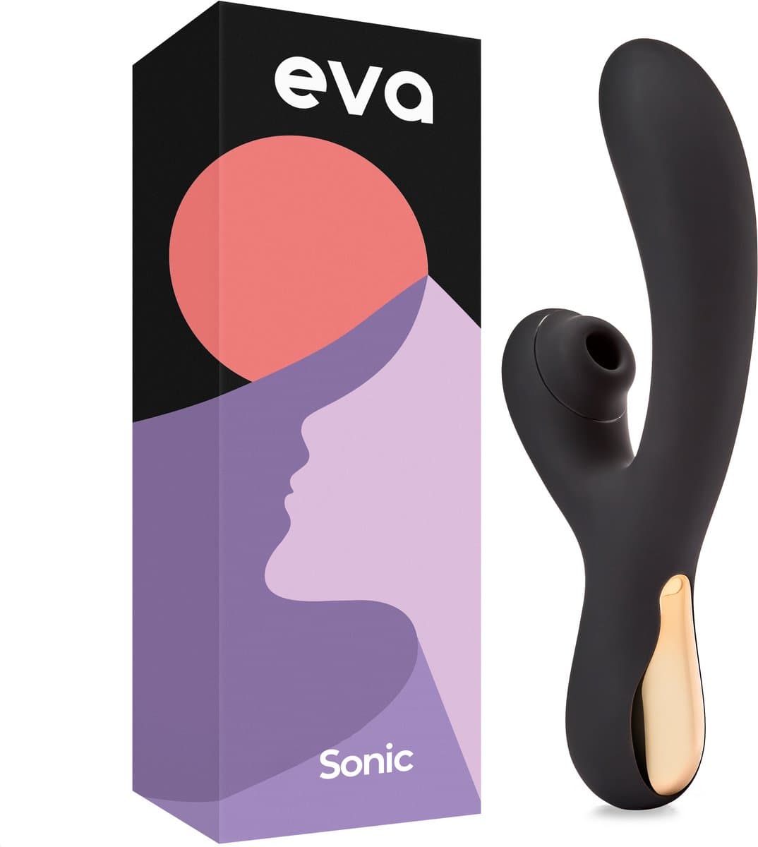 Eva® Sonic - Luxury - Whisper Quiet Air Pressure Vibrator for Women - 2-in-1 G-spot & Clitoris Stimulator - 18 Modes - USB Rechargeable - Sex Toys for Women - Obsidian Black — afbeelding 1