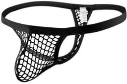 Heren Fishnet String – Transparant Zwart – Sexy Ondergoed voor Mannen – Verleidelijke Lingerie - Doorzichtig - Maat L — thumbnail 1