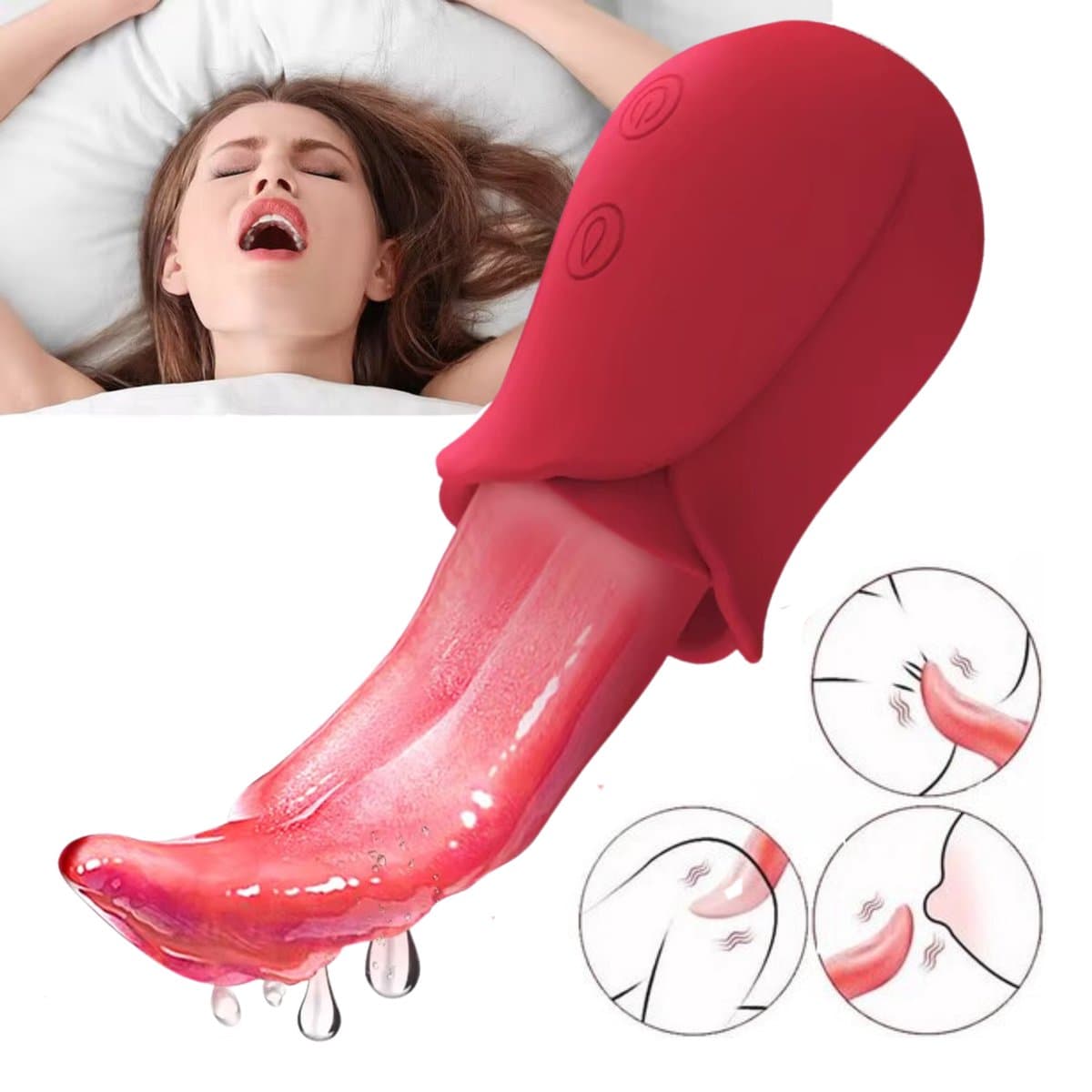 Tong Vibrator - Likende Tong Vibrator - Uzzy M.F - Clitoris Zuiger - Dildo Vibrator - Likkende Tong - Bef Vibrator - Clitoris Stimulator - Sex Toys voor vrouwen - 10 standen - Siliconen - Voor hem - Voor haar — afbeelding 1