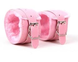 Leren Handboeien met Bont - Roze - SM Bondage Sex - Erotiek Set voor BDSM - Erotische Seksspeeltjes - Sex Toys - Sexy Lingerie - Cadeau Voor Hem & Haar - Valentijn Cadeautje Mannen & Vrouwen
