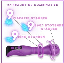SlipperyHeights® Tisa - Triple 360° Stotende Vibrator - Clitoris en G-Spot Stimulatie - LCD Scherm - Intense 27 Standen - Siliconen Sex Toy voor Vrouwen - Dildo - Donkerpaars — thumbnail 7