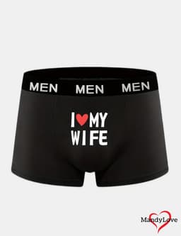 I Love My Wife heren boxers - Maat 2XL - zwarte strakke boxershorts mannen - boxer onderbroeken ondergoed underwear boxershort erotiek mannen — thumbnail 1