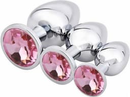 Metalen Buttplug Set 3 delig - Anal Plug Set voor Mannen en Vrouwen - Roze — thumbnail 1