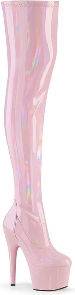 Pleaser - ADORE3000HWR Plateau Overknee Laarzen - Paaldans schoenen - 45 Shoes - Roze — thumbnail 1