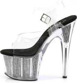 Pleaser - ADORE-708SRS Sandaal met enkelband, Paaldans schoenen - Paaldans schoenen - 38 Shoes - Zilverkleurig/Transparant — thumbnail 3