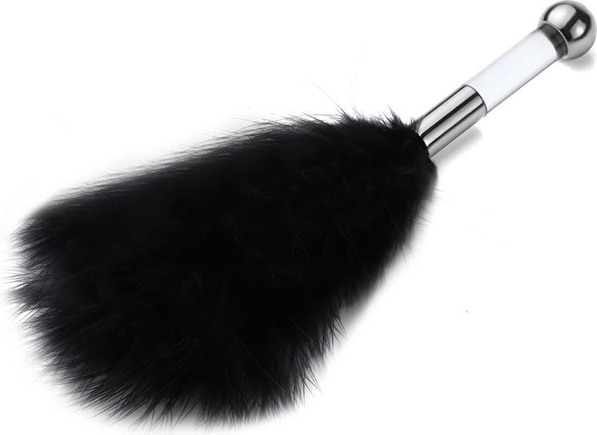 ♛Queen-Toys® Kietelaar - Erotiek - Pluim met stokje voor kietelen - Bondagepluim - Zwarte kietelaar - inclusief funny condoom — afbeelding 1