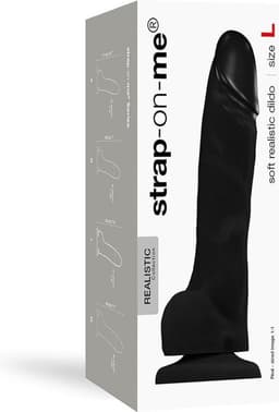 Strap-On-Me - Soft Realistic - Dildo met Zuignap - Zwart - Maat L — thumbnail 5