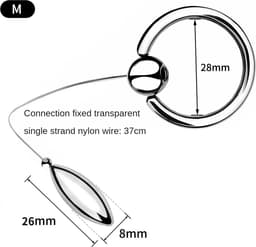 RVS Penis plug met penis ring - Metaal - 2 in 1 stimulatie - Dilator - Urethrale - Cockring — thumbnail 2