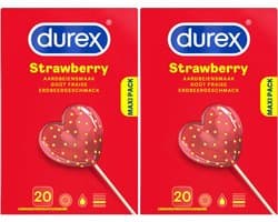Durex Condooms Strawberry 20st - 2 Stuks - Voordeelverpakking