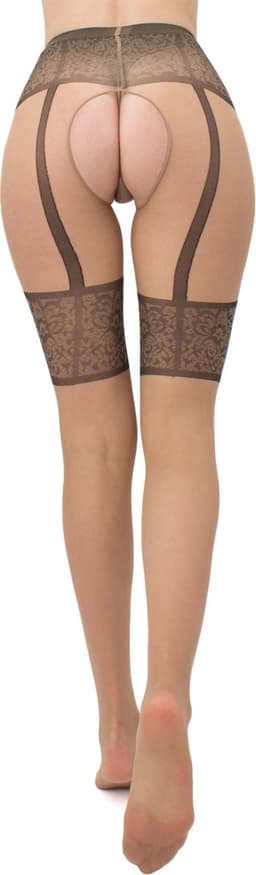 Giulia - Intimo Noir 20den Sheer Panty met open kruis - Beige - Small — thumbnail 6