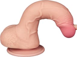 LoveToy - Dildo - Glijdende Huid Dildo - Dubbellaags Dildo - Lengte 19.5 cm - Diameter 3.5 cm - Beige — thumbnail 4