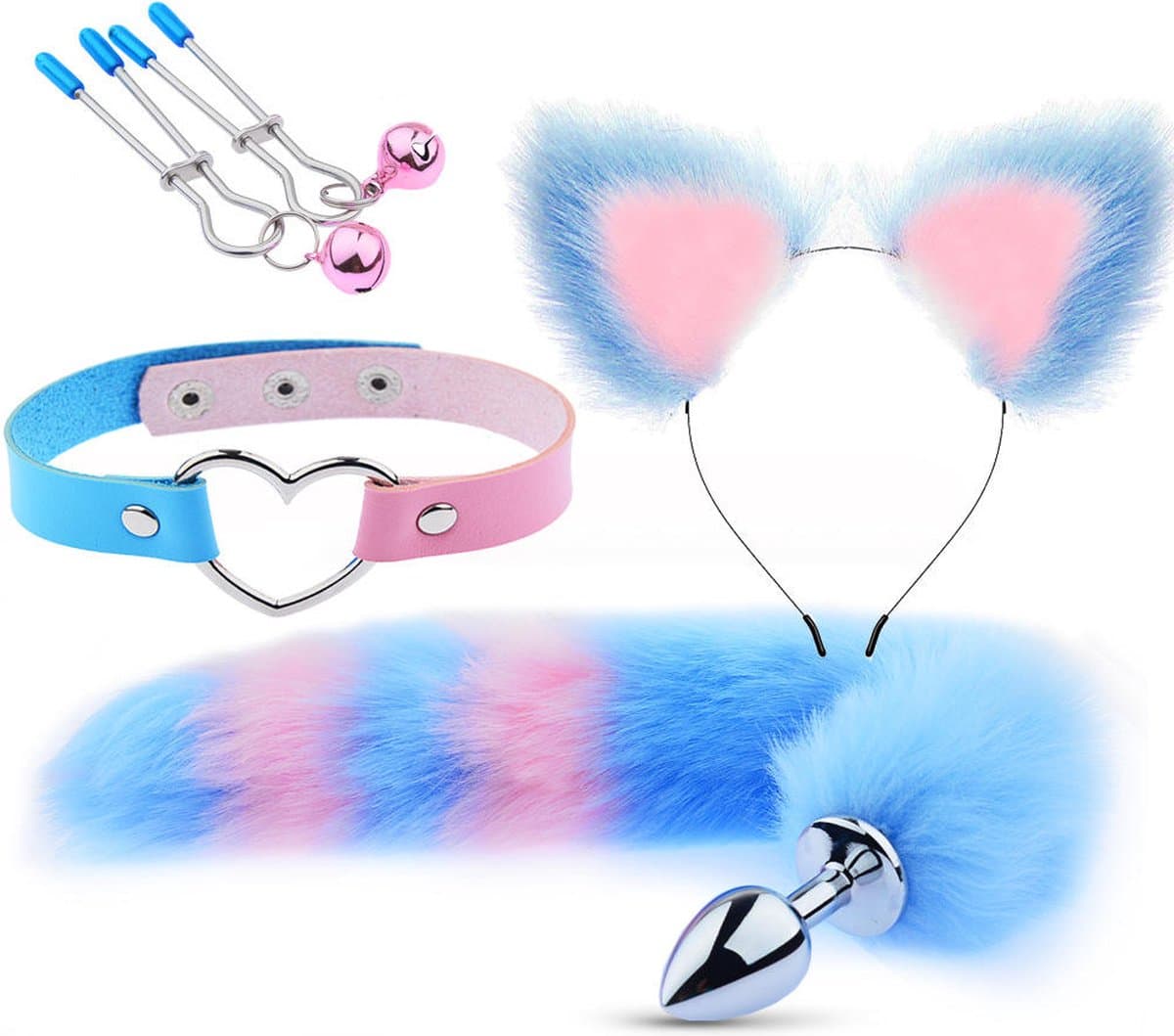 roleplay fox - tepelklemmen - oortjess - chocker - butt plug staart - sexy — afbeelding 1