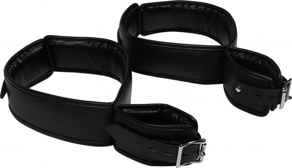 Shots - Ouch! OU897BLK - Hand and Thigh Cuffs Set - Black OS — afbeelding 1