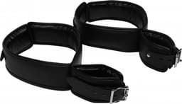 Shots - Ouch! OU897BLK - Hand and Thigh Cuffs Set - Black OS — thumbnail 1