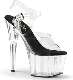 Pleaser - ADORE-708 Sandaal met enkelband, Paaldans schoenen - Paaldans schoenen - 38 Shoes - Transparant/Zwart — thumbnail 1