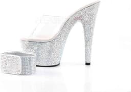 Pleaser - BEJEWELED-712RS Sandaal met enkelband, Paaldans schoenen - Paaldans schoenen - 36 Shoes - Zilverkleurig/Transparant — thumbnail 3