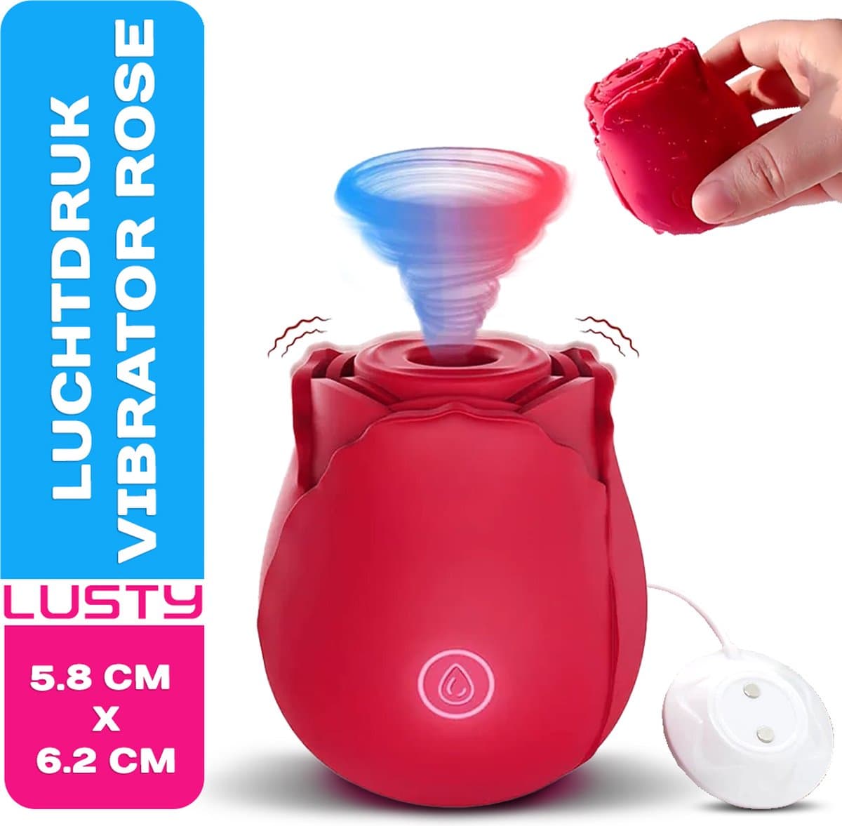 Lusty Roos Luchtdruk Vibrator - 10 Standen - Oplaadbaar - Clitoriszuiger - Bef - Sex Speeltje - Sex Toys - Erotiek voor vrouwen — afbeelding 1